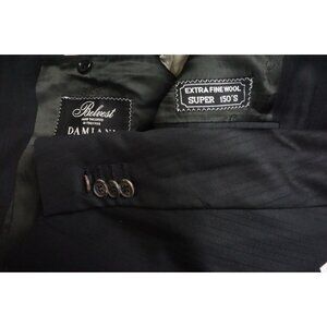 Belvest Black Striped S150s Wool 2 Pc Suit Jacket Pants Sz 40R